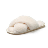 Hnzxzm Winter Women House Cross Band Slippers Fluffy Fur Fashion Warm Shoes Woman Slip on Flats Female Slides House Cozy Home Slippers