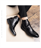 Hnzxzm New Men Ankle Boots Brown Black Buckle Strap Classic Fashion Business Shoes for Men with Free Shipping Zapatillas Hombre