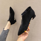 2022 Fashion Boots Women Winter Shoes Pointed toe Women Ankle Boots Sexy Ladies Party Shoes Square Heels Black Blue A2976