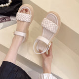 Summer Open Toe Weave Flats Sandals 2022 New Casual Women Shoes Fashion Dress Slippers Shallow Platform Shoes Slides Zapatos