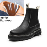 Women's Chelsea Boots Genuine Leather Autumn Winter Trend Thick-soled Women Ankle Boots All-match Marton Boots Ladies