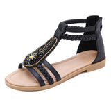 Hnzxzm Summer Bohemia Sandals for Women Beach Shoes Women's Sandals Flat Summer Shoes Big Size Fashion Ladies Rome Sandals A492
