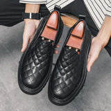 Hnzxzm Loafers men's leather shallow mouth flat casual shoes British style fashion street leather shoes men's slip-on party casual shoe