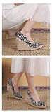 Hnzxzm 2022 Fashion High Heels Women Party Shoes Brand Ladies Wedges Shoes Cloth Breathable Party Shoes Woman Wedge Heel 10cm A4495