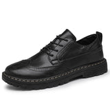 New Autumn Early Winter Shoes Men Footwear Fashion Cool Young Man Brogue Shoes Brand Male Footwear Pure Black A2839