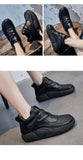 Hnzxzm 2022 Autumn Early Winter Boots Women Genuine Leather Shoes Thick Sole Non-slip Snow Ladies Ankle Boots Black White A4895