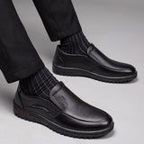 Hnzxzm 100% Genuine Leather Shoes Men Loafers Slip-on Cow Leather Mens Casual Shoes Male Footwear Office Business Shoes Black A3310