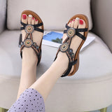 Hnzxzm Bohemian Style Fashion Summer Shoes Women Sandals Flat Ladies Beach Sandals Summer Holiday Shoes Big Size 42 A4770