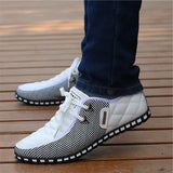 Hnzxzm Men Leather Shoes spring Men's Casual Shoes Breathable Light Weight White Sneakers Driving Shoes Pointed Toe Business Men Shoes