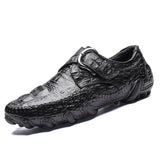 Men Casual Shoes Genuine Leather Crocodile pattern cowhide Luxury Brand Fashion Breathable Driving Shoes Slip On Comfy Moccasins