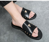 Hnzxzm  Summer Men's Slippers Flat Fashion Breathable Slip-On Designer Shoes Casual Beach Slides Outdoor flip flop Big Size 48