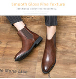 Hnzxzm New Chelsea Boots Men Shoes PU Brown Fashion Versatile Business Casual British Style Street Party Wear Classic Ankle Boots