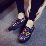 2022 Bohemian Shoes Women Canvas Shoes Thick Sole Height Increasing Shoes 3cm Casual Women Flats Female Loafers Shoes N036