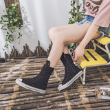 Hnzxzm Women Vulcanized Shoes Canvas White Black Sneakers Classic Autumn Ladies Shoes Casual Punk Style Female Flats 43