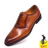 Men's Formal Dress Shoes Genuine Leather Luxury Mens Oxford Shoes Italian Plain Toe Lace Up Office Business Suit Shoes for Men