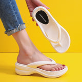 Hnzxzm Thick Sole Wedges Flip Flops for Women Summer Clip Toe Platform Sandals Woman Non Slip Beach Slippers Outdoor Slides