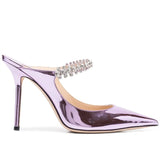 Hnzxzm European and American ladies summer new pointed high heels transparent rhinestone sexy fashion sandals