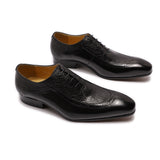 Size 6 To 13 Mens Dress Shoes Genuine Leather Formal Shoes Pointed Toe Lace Up Business Oxford Shoes Black Brown Luxury Footwear