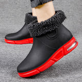 Hnzxzm Men Rainboots Waterproof Rain Boots Ankle Fishing Car Wash Water Shoes PVC Male Winter Fashion Outdoor Flat Non-slip Comfortable