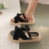 Hnzxzm Women Sandalias Mujer Summer Fairy Style 2023 New Fashion Student Platform Roman Lady Sands Flat Shoes Cute Slippers