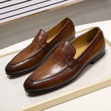 Autumn Summer Style Mens Loafers for Wedding Party Dance Black Brown Genuine Leather Slip on Men's Dress Shoes Casual Business
