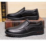 Hnzxzm 100% Genuine Leather Shoes Men Loafers Slip-on Cow Leather Mens Casual Shoes Male Footwear Office Business Shoes Black A3310