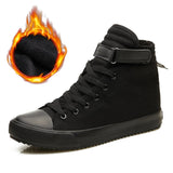 New 2022 Winter Shoes Men Winter Boots High top Sneakers Warm Fur Shoes Canvas Casual Men Ankle Boots Black White Footwear A1628
