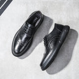 Hnzxzm New Arrival Spring Autumn Brand Mens Brogues Shoes Flat Soft Leather Mens Casual Shoes Fashion Male Footwear Black Grey A4853