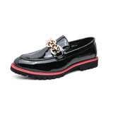 Hnzxzm Men Loafers Shoes Red Sole Metal Decoration Pu Black Slip on Designer Shoes Men Breathable Free Shipping Men Casual Shoes