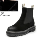 Women's Chelsea Boots Genuine Leather Autumn Winter Trend Thick-soled Women Ankle Boots All-match Marton Boots Ladies