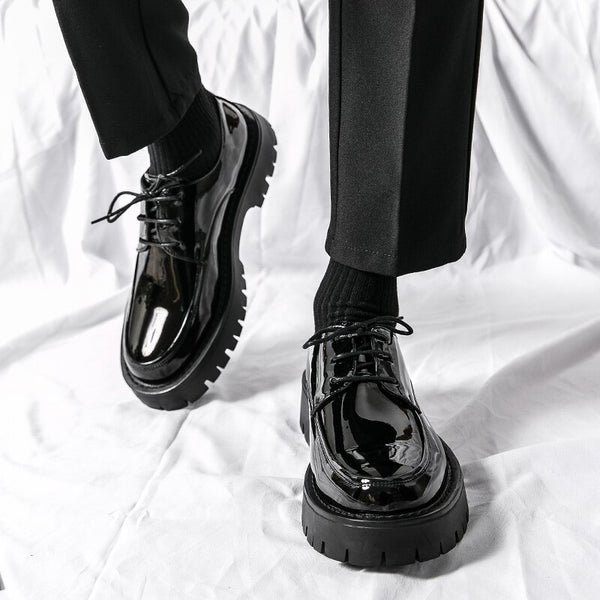 Hnzxzm Men's Platform Leather Shoes Spring/Autumn Round Head Fashion B ...