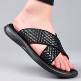 men slippers luxury brand leather soft Men Summer trending Slippers Beach Shoes Outdoor Non-slip Rubber flip flops Men