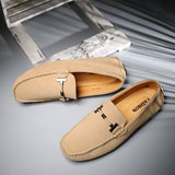 Hnzxzm Spring Luxury Cow Suede Leather Loafers Men's Beige Leather Flat Soft Sole Casual shoes Moccasin Wedding Shoes Large sizeï¼?8-52