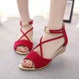 Peep toe Sandals Women Summer Shoes Women Wedges Sandals Fashion Summer Ladies Wedge Shoes Woman Sandal Black Red Blue A679