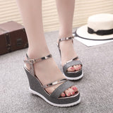 Hnzxzm Fashion Platform Sandals Women Summer Shoes Brand Ladies Wedges Sandals Black Gold Silver Super High Heels 11cm