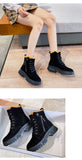 Hnzxzm 2022 Winter Shoes Women Suede Leather Boots Flat Non-slip Snow Boots Genuine Leather Warm Plush Women Ankle Botas Black A4848