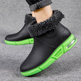 Hnzxzm Men Rainboots Waterproof Rain Boots Ankle Fishing Car Wash Water Shoes PVC Male Winter Fashion Outdoor Flat Non-slip Comfortable