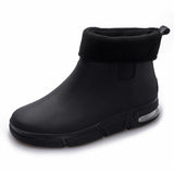 Hnzxzm Men Rainboots Waterproof Rain Boots Ankle Fishing Car Wash Water Shoes PVC Male Winter Fashion Outdoor Flat Non-slip Comfortable