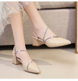 Hnzxzm Summer Shoes Women Sandals Fashion Ladies High Heels Sandals Pointed toe Elegant Woman Party Shoes Square Heel 5cm A4399