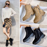 Hnzxzm 2022 Winter Shoes Women Suede Leather Boots Flat Non-slip Snow Boots Genuine Leather Warm Plush Women Ankle Botas Black A4848