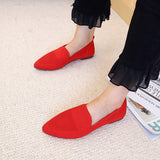 Pointed Toe Soft Bottom Beanie Shoes Women's 2022 Pumps New Low-Heeled Shallow Breathable Knitted Flat-Bottomed Knitted Loafers