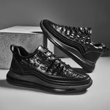 Hnzxzm New Autumn Faux Cowhide Crocodile Print Sneakers Man Shoe Boots Men's Casual Shoes Luxury Fashion Tide Chic Slim Leather Shoes