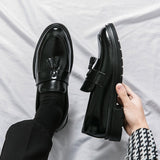 Hnzxzm Elegant Men Social Casual Shoes Pointed Thick bottom Loafers For Men Driving Moccasins Comfortable Slip-On Tassel Wedding Shoes