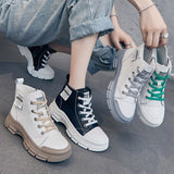 Genuine Leather Shoes 2022 Autumn Early Winter Boots Women Sneakers Thick Sole Non-slip Women Ankle Botas Cow Leather A4849