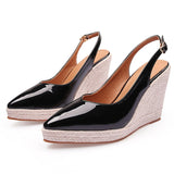 Hnzxzm Fashion High Heels Women Party Shoes Pointed toe Platform Wedges Shoes Brand Ladies Pumps Plus Size 42 Wedge Heel 10cm A4743