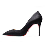 Hnzxzm 2022 New Super Pointed Pumps Women's Thin Heels Black Silver Sequins Sexy Fashion Single Shoes