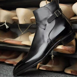 Hnzxzm New Men Ankle Boots Brown Black Buckle Strap Classic Fashion Business Shoes for Men with Free Shipping Zapatillas Hombre