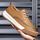 Hnzxzm Spring/fall High quality casual shoes men's luxury board shoes leisure shoes brown lace-up sneakers men's driving shoes Moccasin