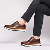 Hnzxzm New Luxury Men Sneakers Genuine Leather Casual Shoes No Slip Comfortable Men Brogues Oxford Leather Shoes Business Leisure Shoes