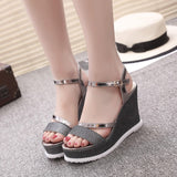 Hnzxzm Fashion Platform Sandals Women Summer Shoes Brand Ladies Wedges Sandals Black Gold Silver Super High Heels 11cm